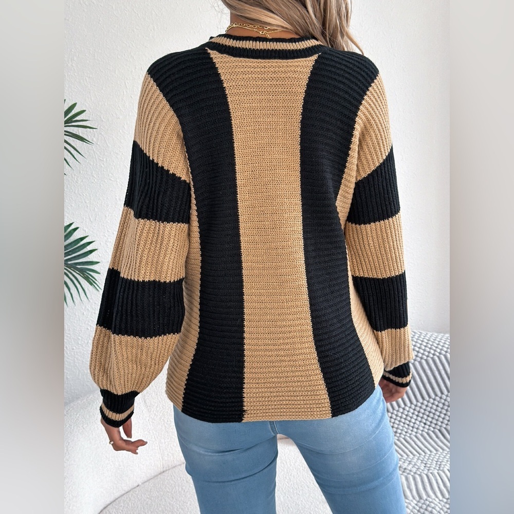 Color Block Round Neck Sweater - Picture 10 of 12